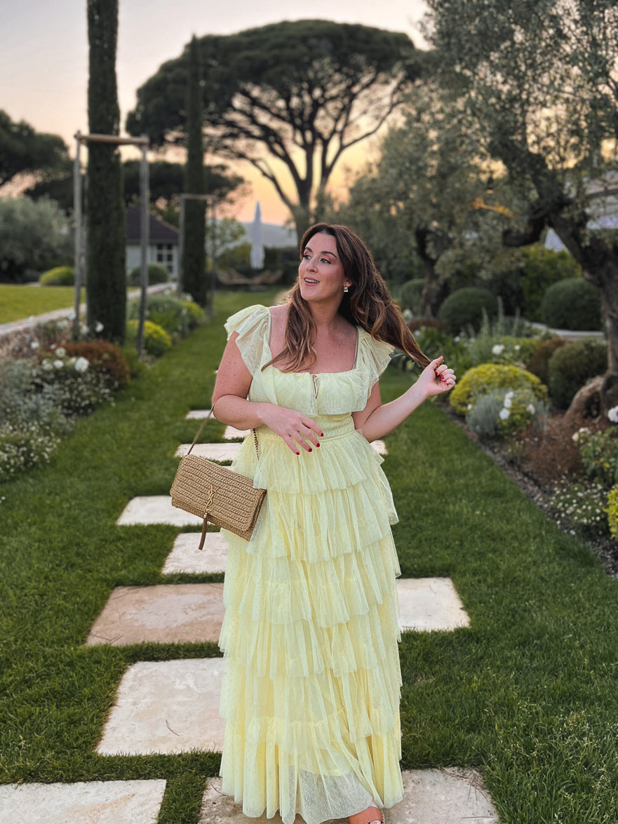 Confete Valensole Swiss Dot Maxi Dress Yellow