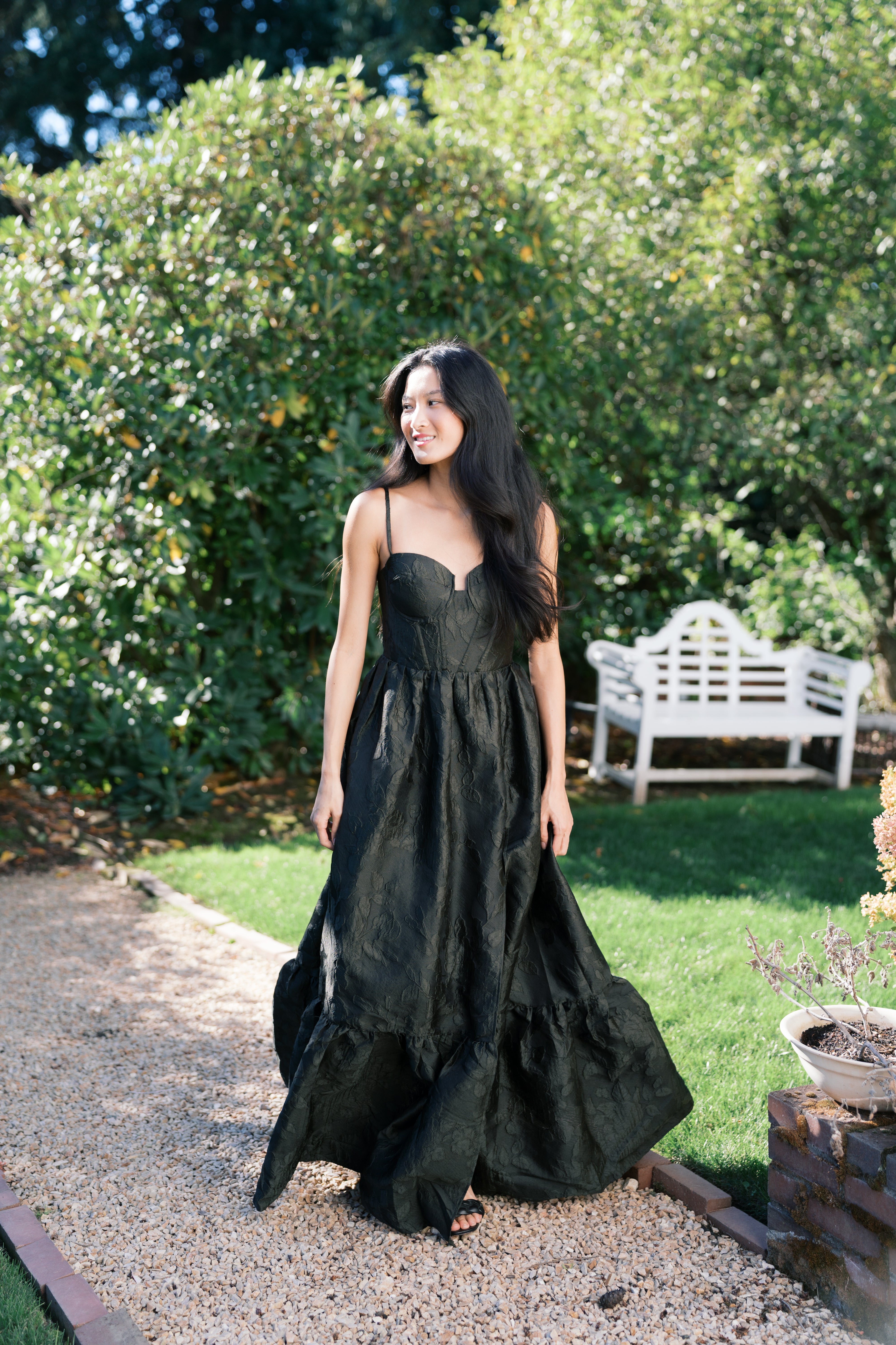 mavimoon Occasion Dress ブラック Victoria Brocade Maxi Dress - Olive Green – Confête