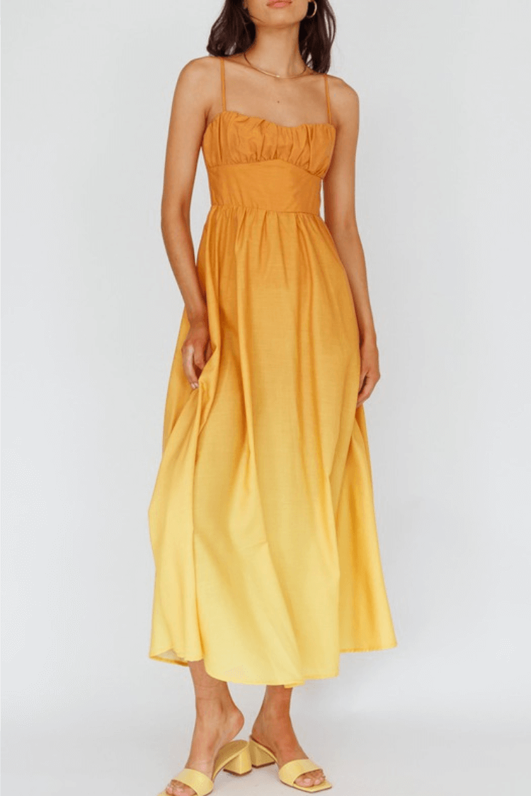 orange ombre midi dress for vacation