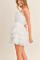 white tulle mini dress