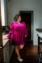 pink velvet mini dress plus size