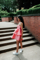 city lights pink strapless tiered mini dress