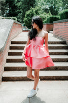 city lights pink strapless tiered mini dress