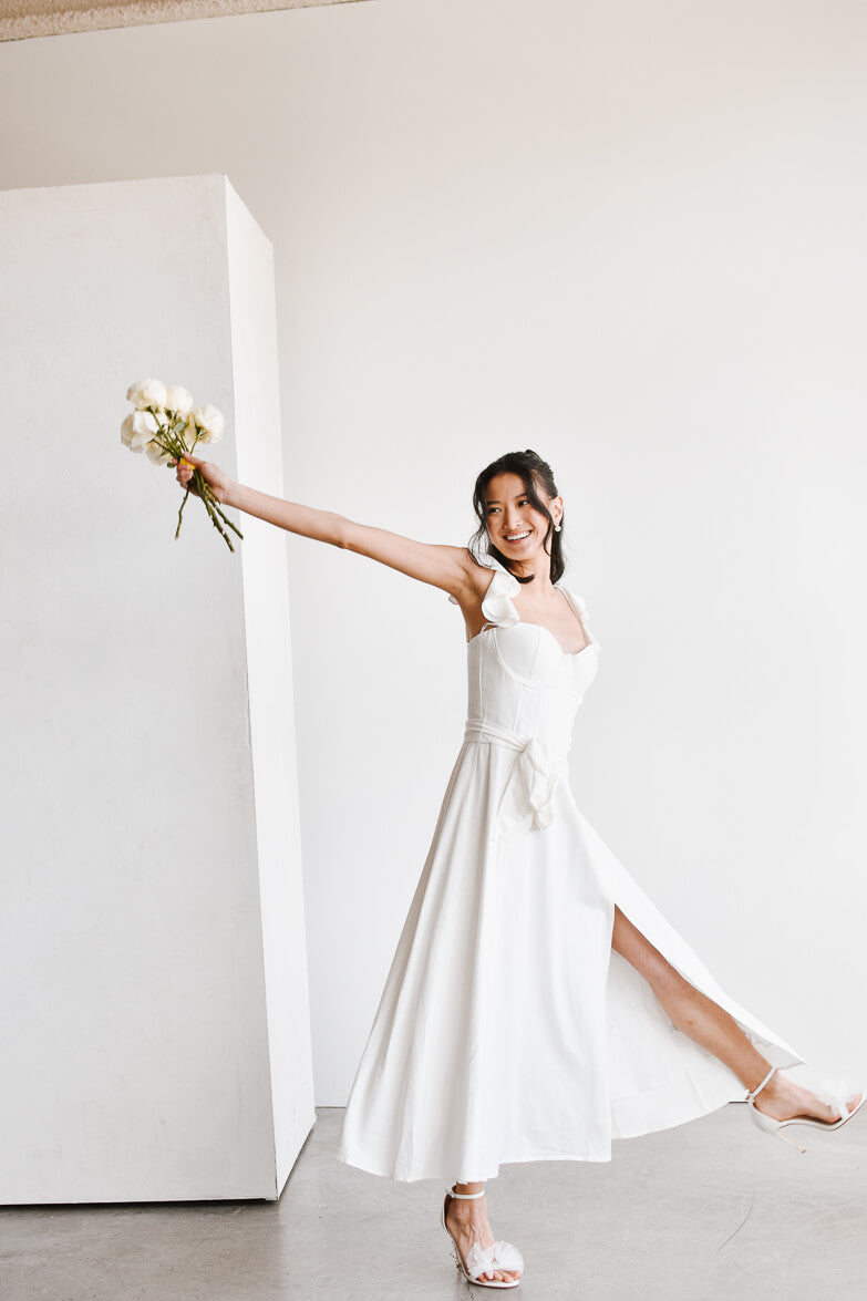 Francoise White Corset Midi Dress S