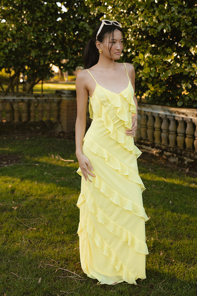 Gisele Yellow Ruffle Maxi Dress - FINAL SALE  Confte