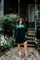 green velvet mini dress for regular and plus sizes 