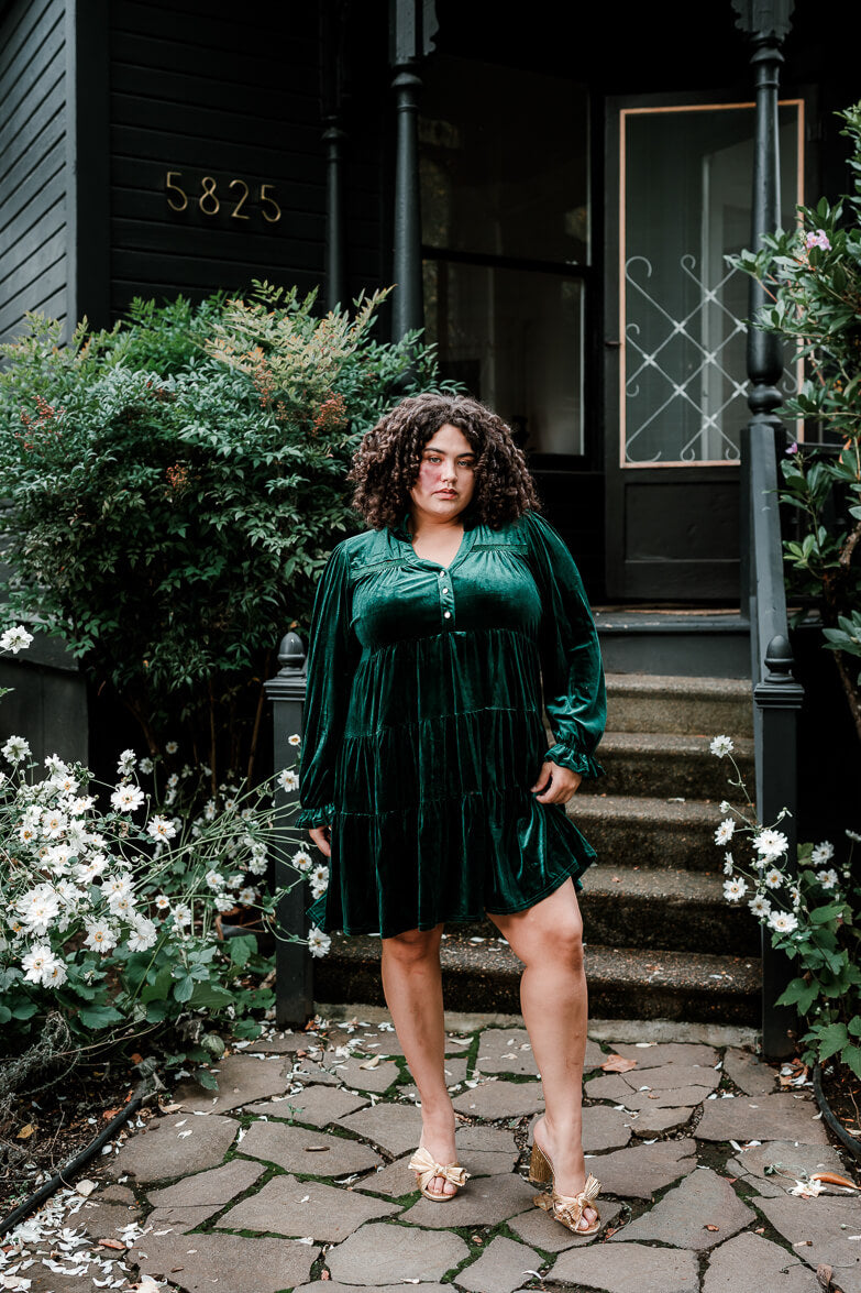 green velvet mini dress for regular and plus sizes 