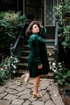 green velvet mini dress for regular and plus sizes 