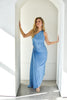 Olympia Blue Pleated One Shoulder Gown
