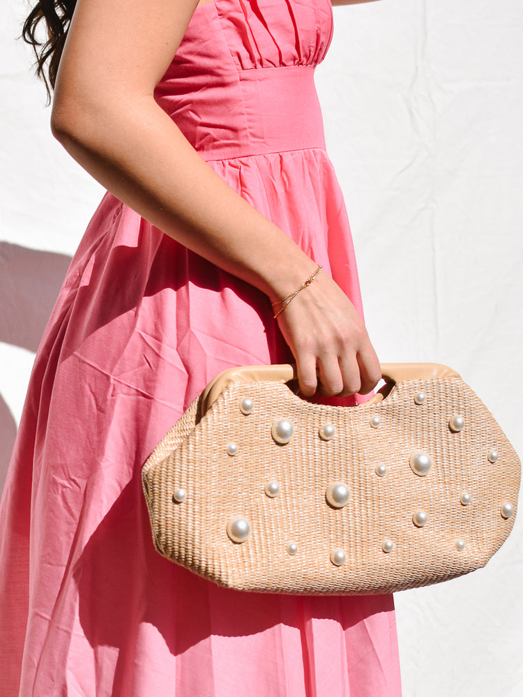 Mallory Pearl Woven Clutch