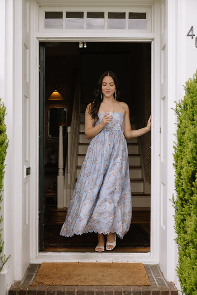 Rebecca Blue Floral Maxi Dress – Confête