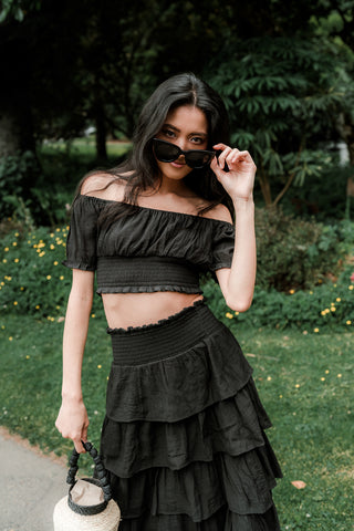 Sofia Black Skirt Set