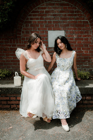 Tremezzo Blue and White Floral Midi Dress