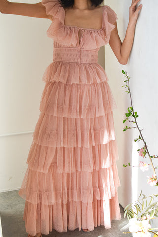 Valensole Swiss Dot Maxi Dress - Pink