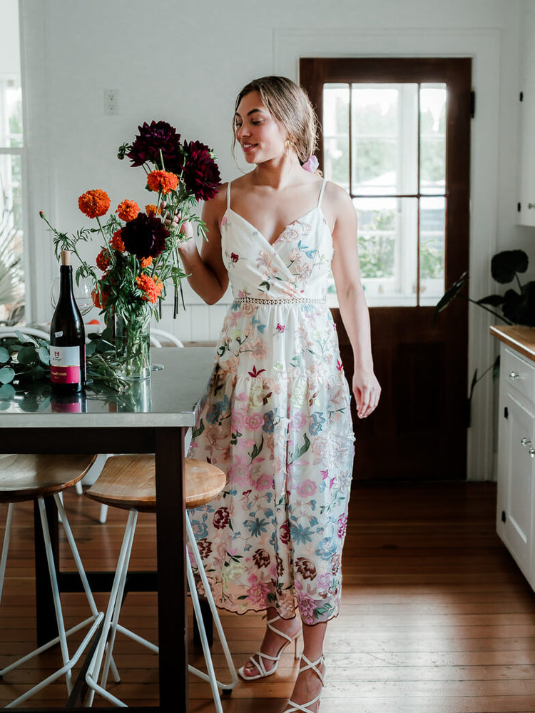 Waverly Floral Embroidered Midi Dress