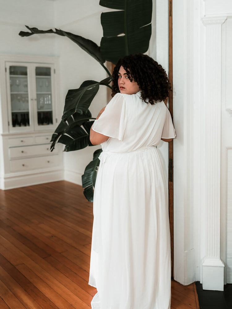 Kyla White Plus Size Wrap Dress