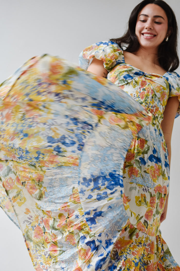 Willow Watercolor Floral Maxi Dress – Confête