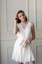 white summer dress, white summer dresses, rhode dress, rhode dress ella white, short white casual dresses,short white dress, white short dresses, rhode dress dupe, braided belt dress, white dresses for women, 