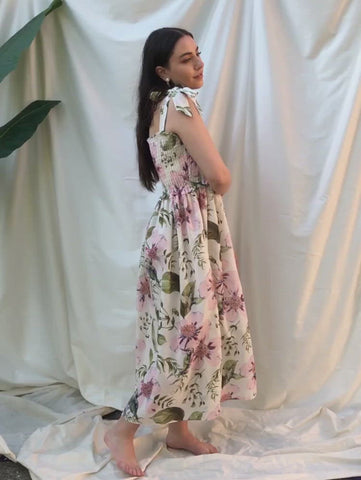 Mariana Pink Tropical Print Midi Dress
