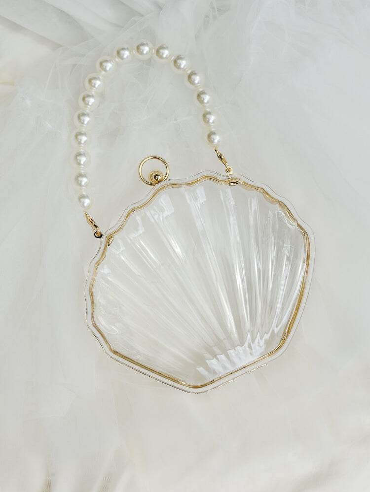 Acrylic Shell Bag with Pearl Handle