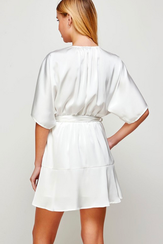 adriana silky white mini dress