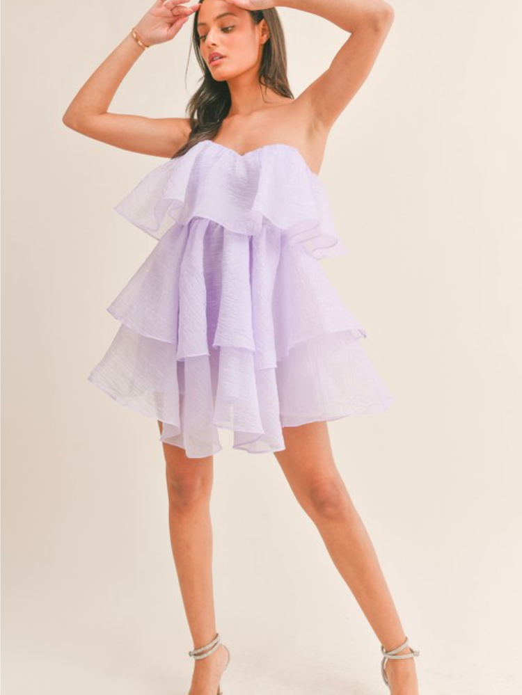 Aerin Lilac Strapless Tiered Mini Dress - FINAL SALE