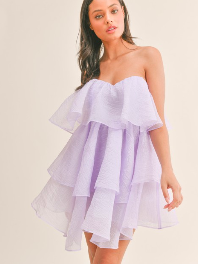 Aerin Lilac Strapless Tiered Mini Dress - FINAL SALE
