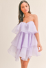 Aerin Lilac Strapless Tiered Mini Dress