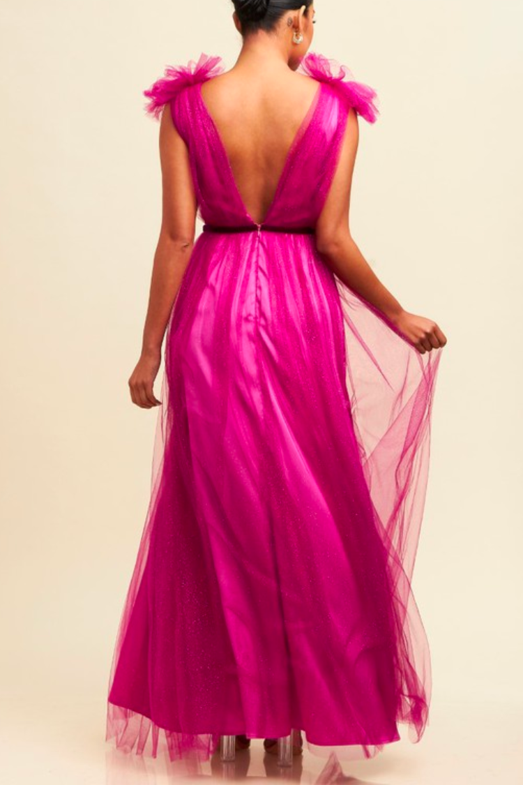 alessia magenta tulle gown