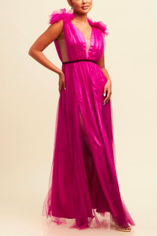 alessia magenta tulle gown