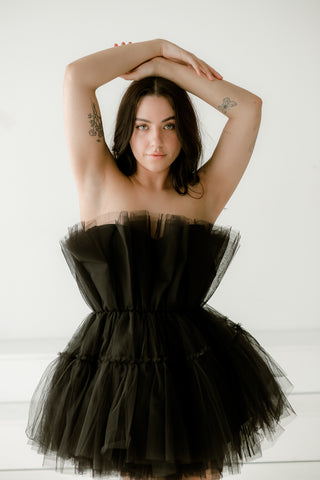 Alizee Tulle Mini Dress - Black