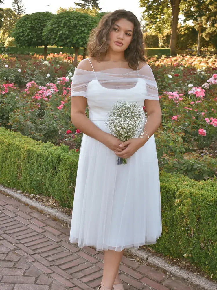 White tulle sales dress plus size