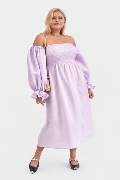 chinese dress ladies Atlanta Linen Dress with Rose Detail in Roses  Sleeper