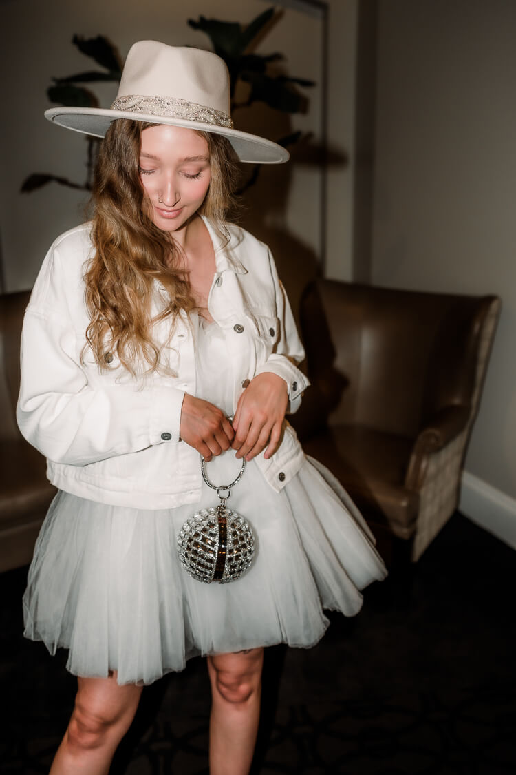 bride sequin fringe white jean jacket