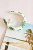 Beaded White and Green Palm Leaf Headband