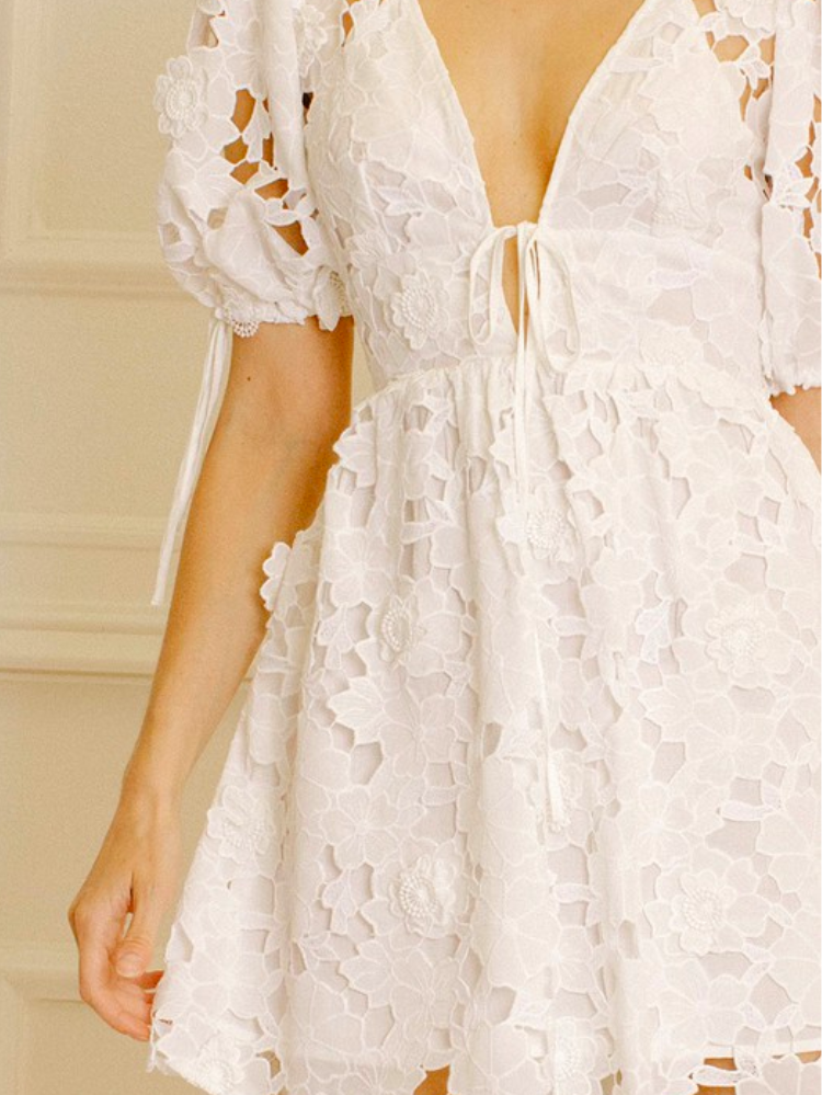 Becca 3D Floral White Mini Dress