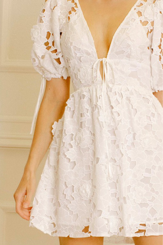 Becca 3D Floral White Mini Dress