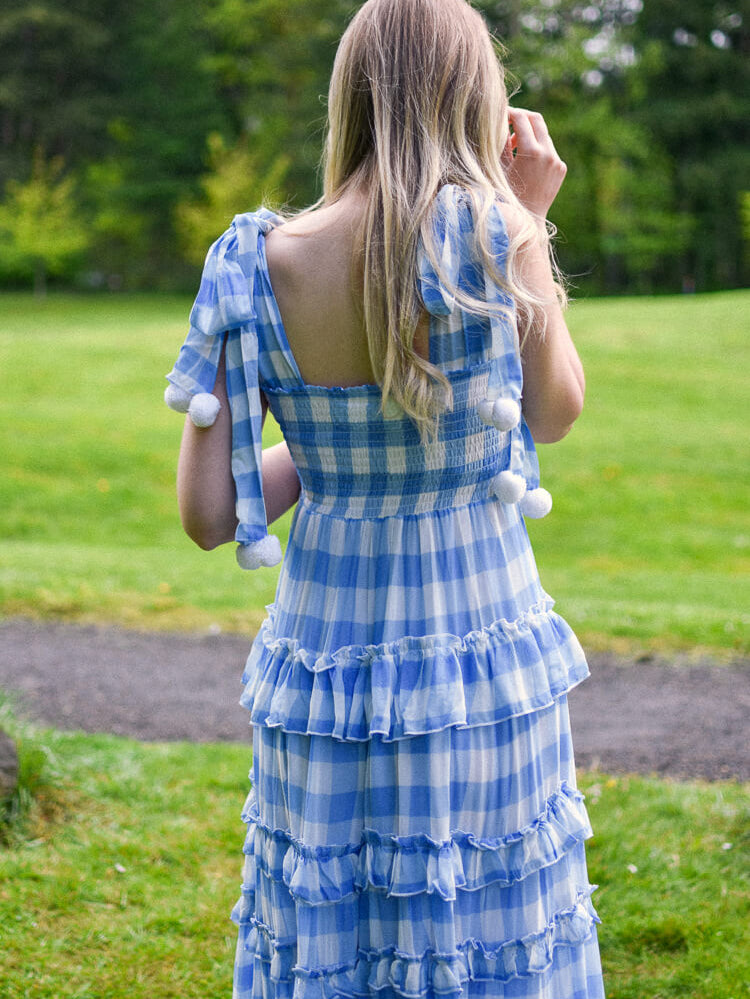 berenice blue and white gingham maxi dress from sundress