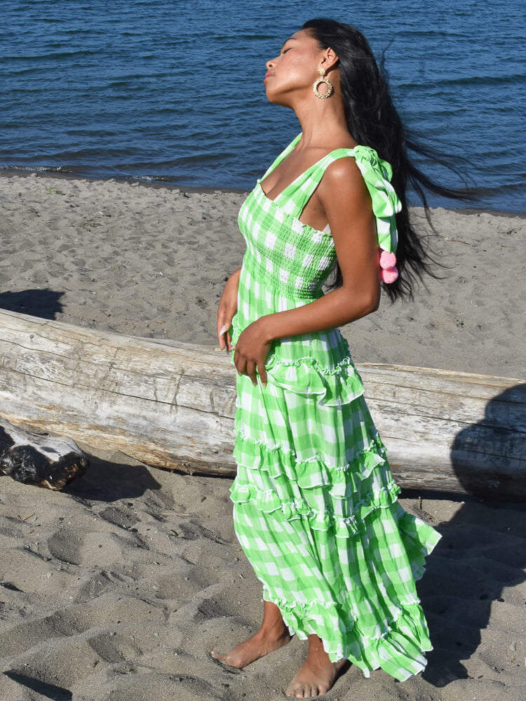 Berenice Green Gingham Maxi Dress from Sundress
