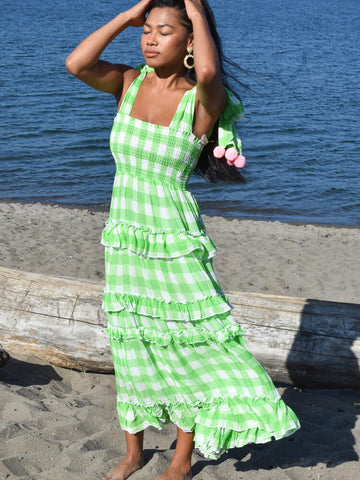 Berenice Green Gingham Maxi Dress from Sundress