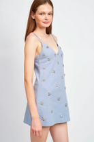 bijou light blue mini dress with crystal studs en saison