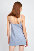 bijou light blue mini dress with crystal studs en saison