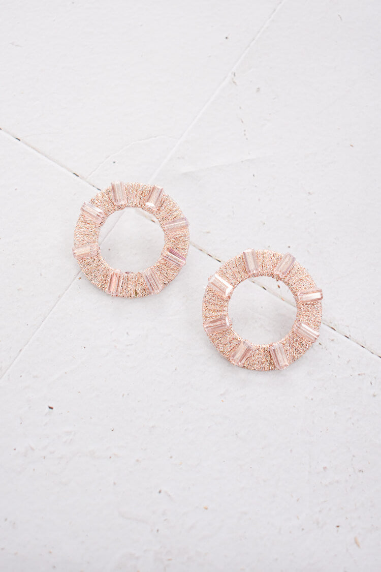 pale pink circle stud earrings, spring earrings