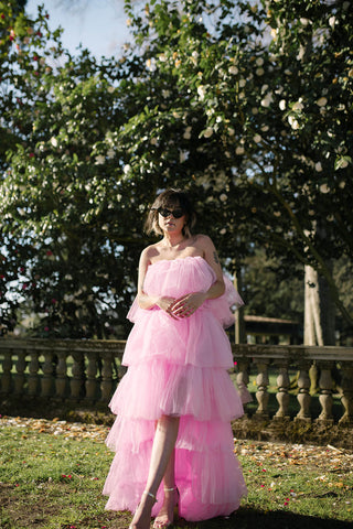 pink tulle dress, pink tulle party dress