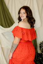 cecilia eyelet orange plus size maxi dress