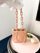 chunky chain mini tote bag blush, spring tote bag, mini bag under $50