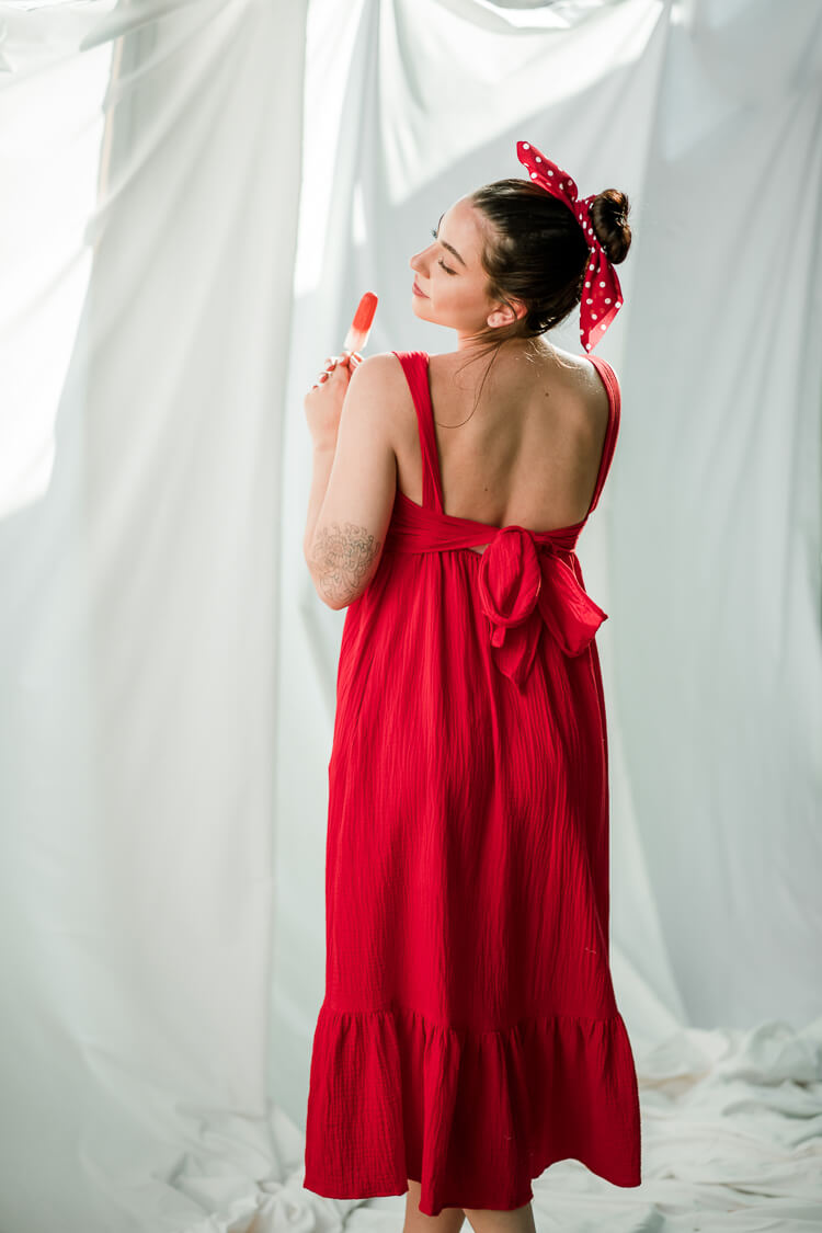 red dress, red midi dress, memorial day outfits, memorial day red dress, red cotton dress