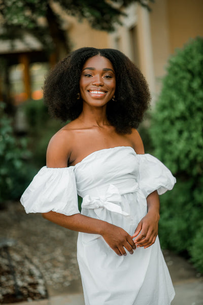 Celeste Off the Shoulder White Mini Dress