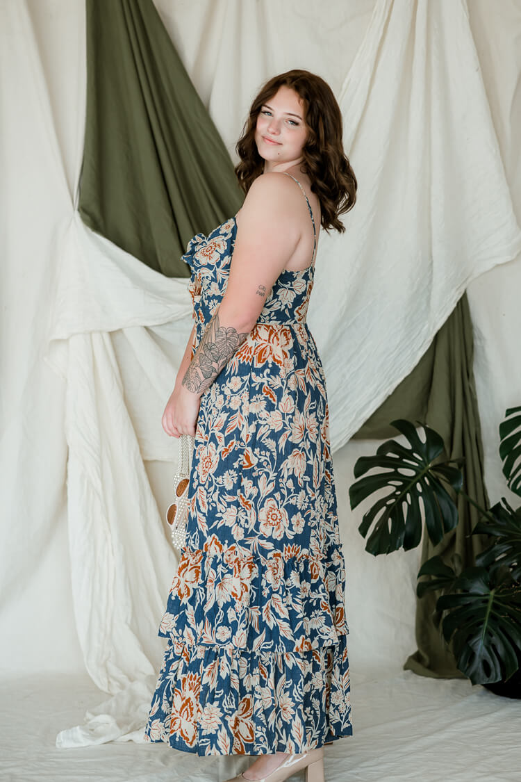 teal floral plus size maxi dress