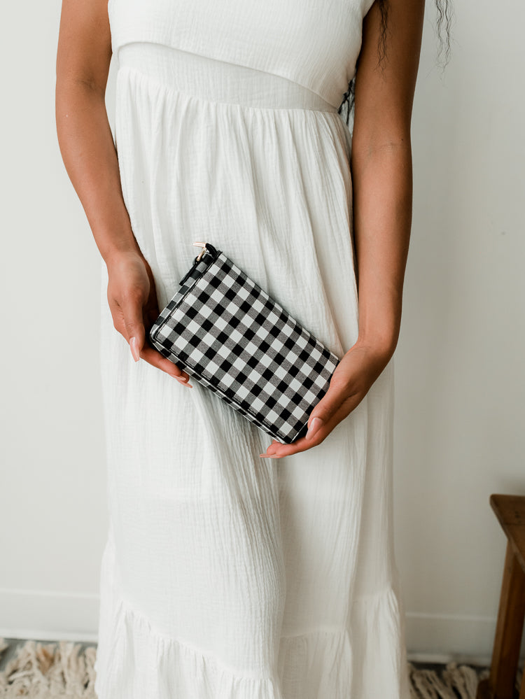 Black and White Gingham Clutch